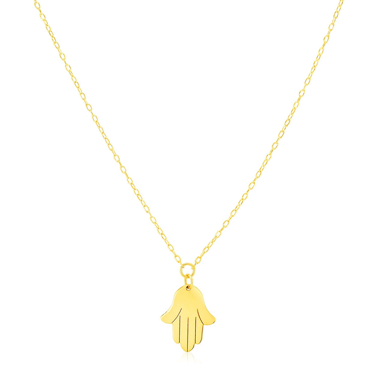 14K Yellow Gold Hand of Hamsa Necklace