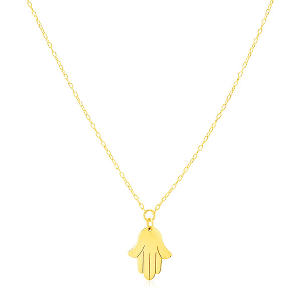 14K Yellow Gold Hand of Hamsa Necklace