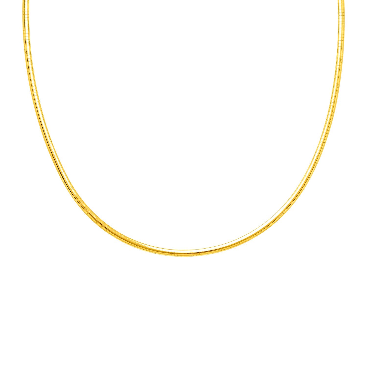 Classic Omega Chain Necklace in Rhodium Plated Yellow Finish Sterling Silver (1.25mm)