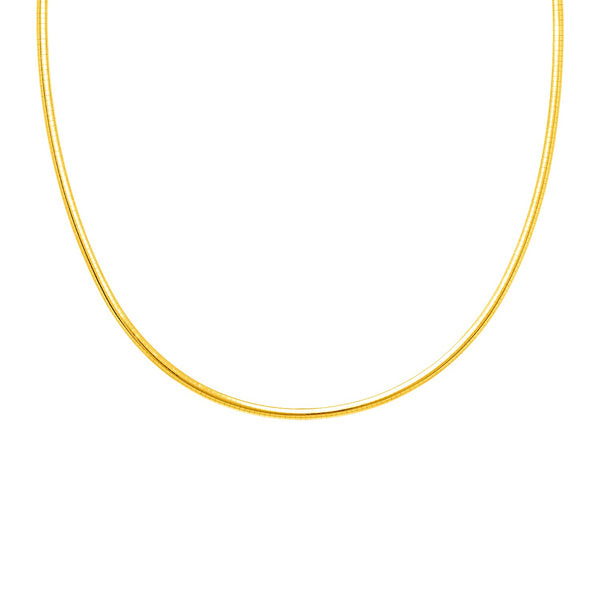 Classic Omega Chain Necklace in Rhodium Plated Yellow Finish Sterling Silver (1.25mm)