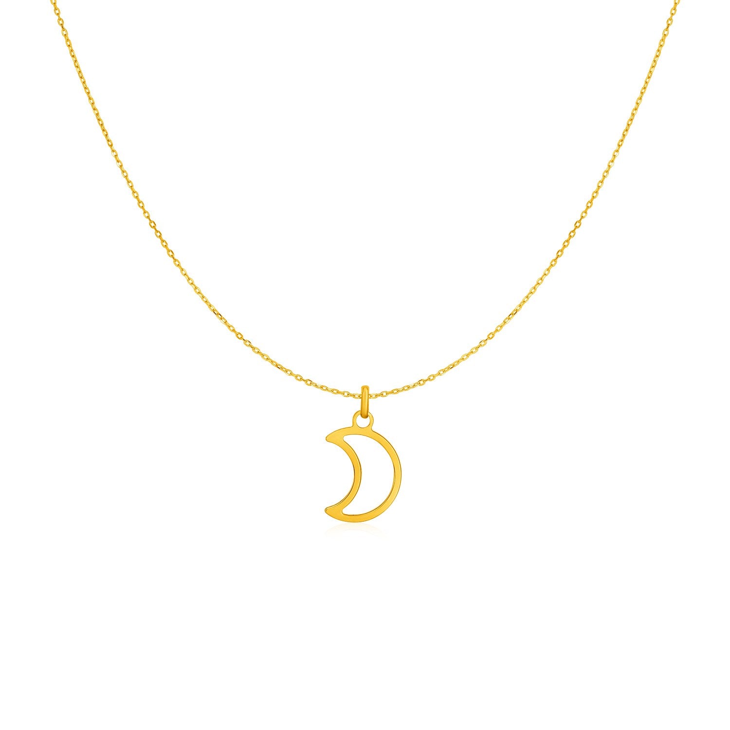 14k Yellow Gold Necklace with Moon