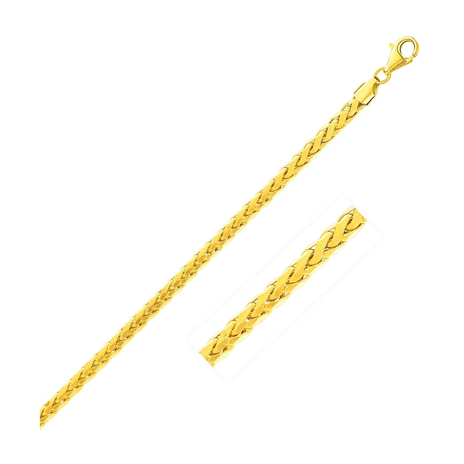 3.15mm 14k Yellow Gold Diamond Cut Round Franco Chain