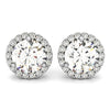 Load image into Gallery viewer, 14k White Gold Round Prong Halo Style Earrings (1 cttw)
