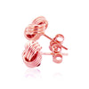 Load image into Gallery viewer, 14k Rose Gold Love Knot with Ridge Texture Earrings