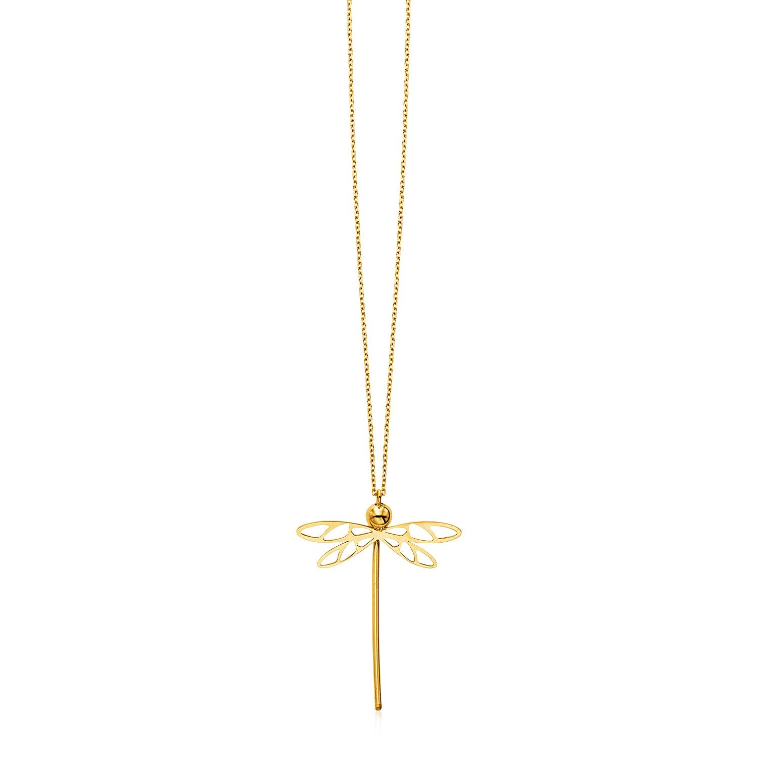 14k Yellow Gold Necklace with Dragonfly Pendant