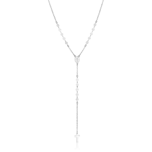 Sterling Silver 24 inch Rosary Style Lariat Necklace