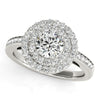 Load image into Gallery viewer, 14k White Gold Round with Two-Row Halo Diamond Engagement Ring (1 1/2 cttw)