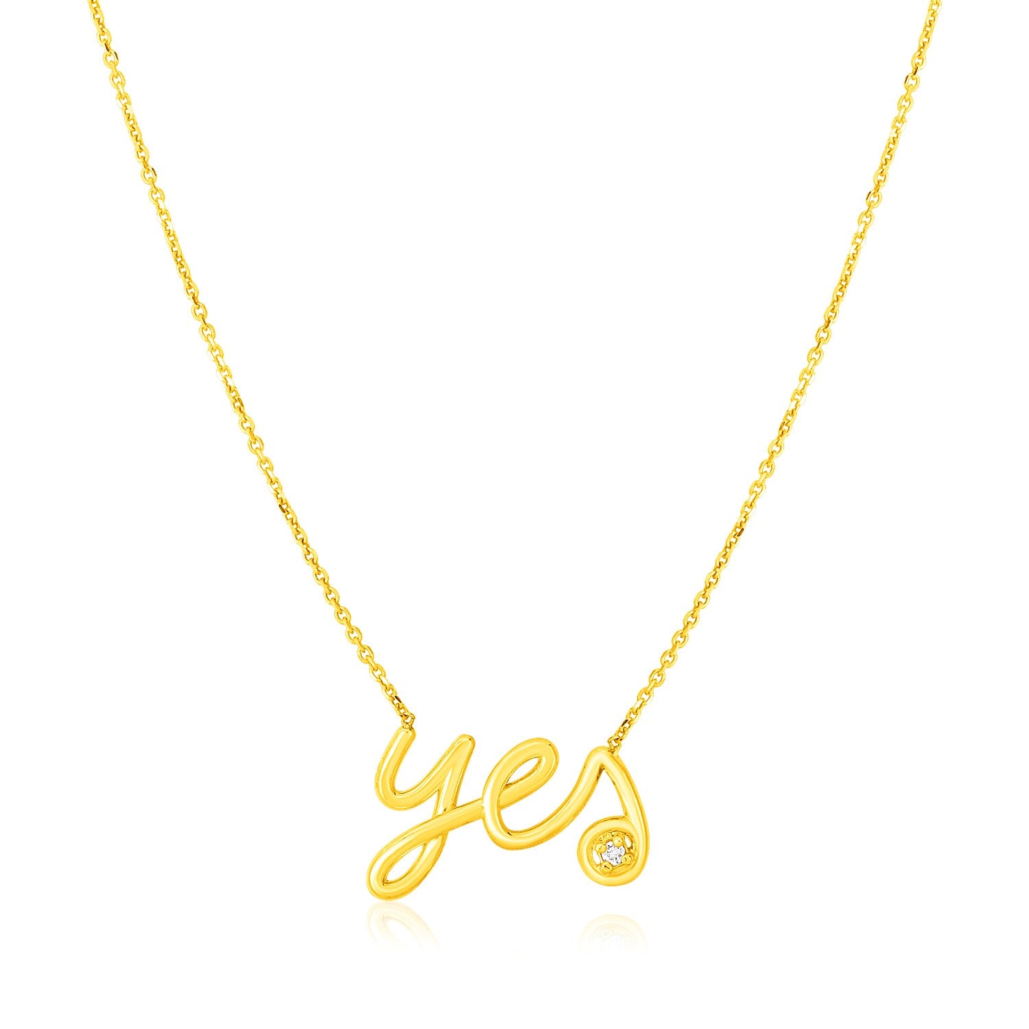14K Yellow Gold Yes Necklace with Diamond