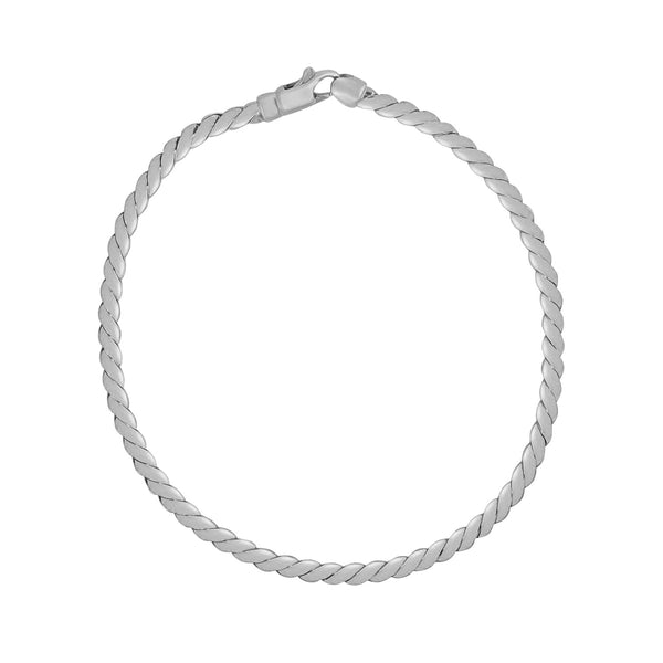 14K White Gold Twisted Link Bracelet