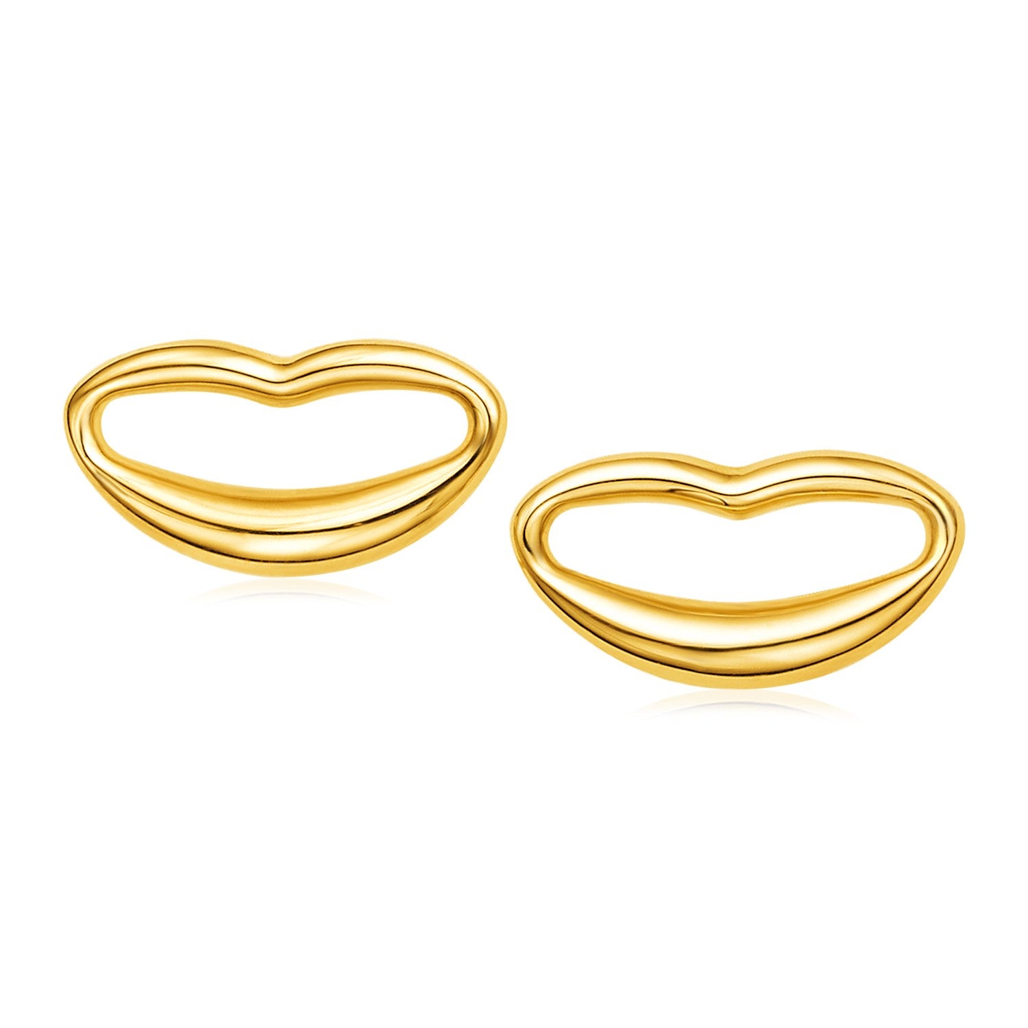 14k Yellow Gold Lips Post Earrings