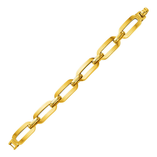 14k Yellow Gold 7 3/4 inch Rectangular Oval Link Bracelet