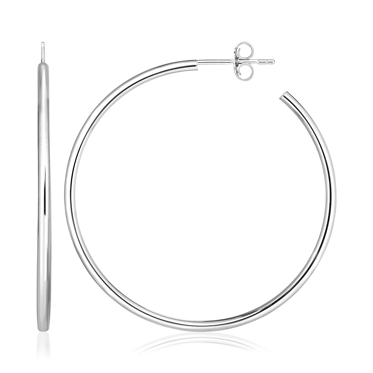 Sterling Silver Rounded Polished Hoop Earrings