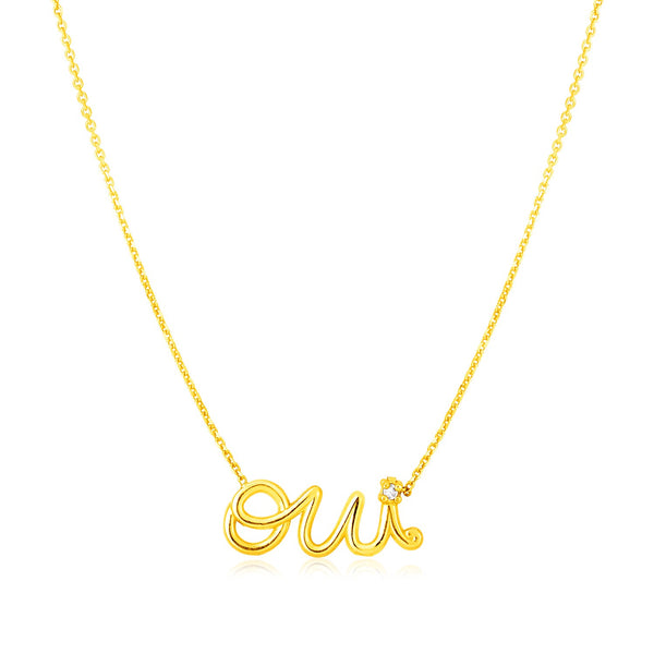14K Yellow Gold Oui Necklace with Diamond