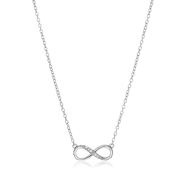 Sterling Silver Petite Infinity Symbol Necklace with Cubic Zirconias