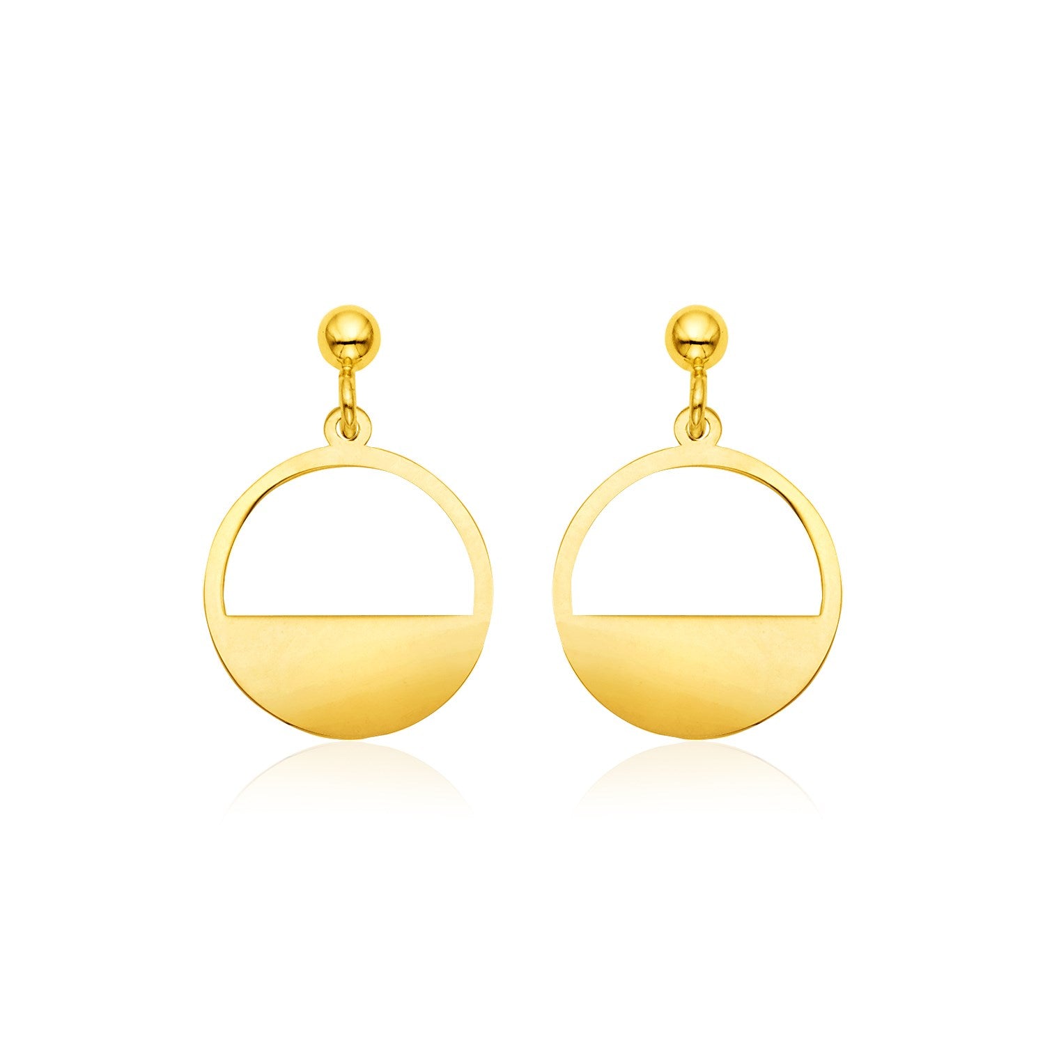 14k Yellow Gold Half Open Circle Earrings