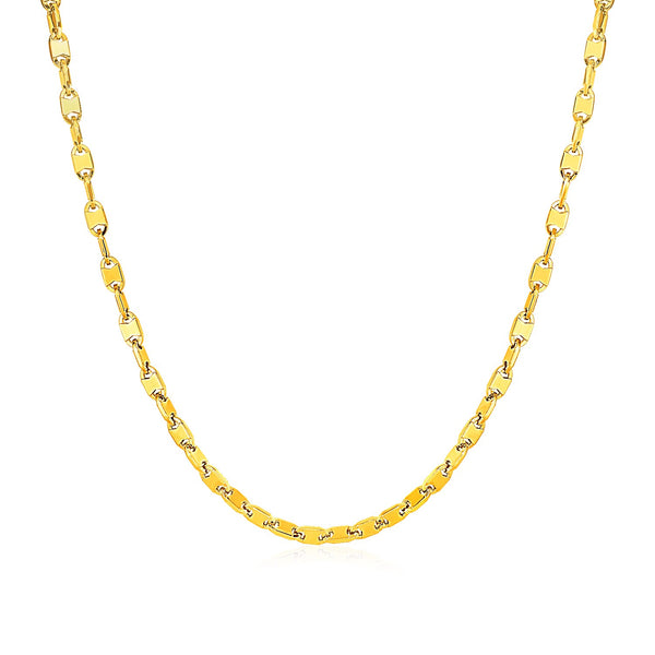 Mens Polished Link Necklace in 14k Yellow Gold