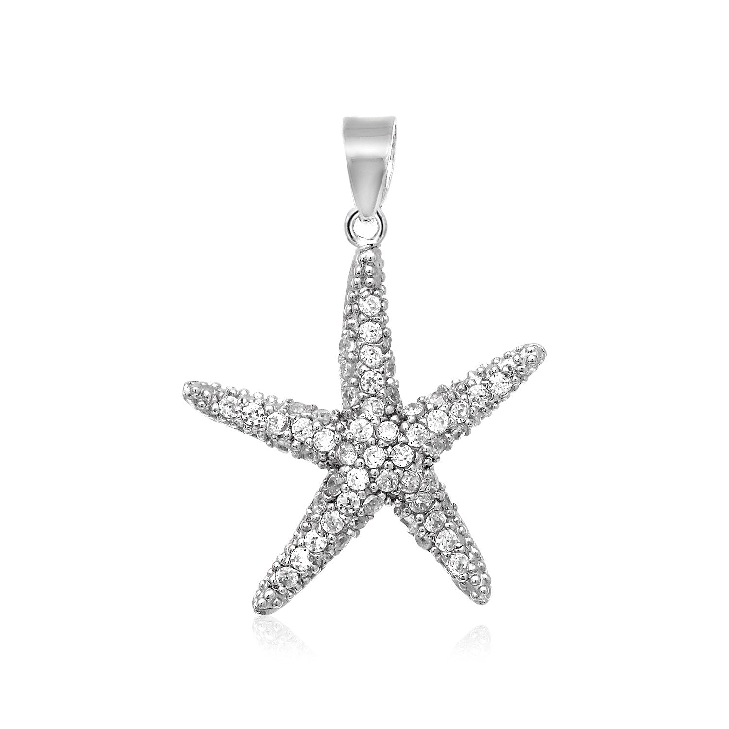 Sterling Silver Starfish Pendant with Cubic Zirconias