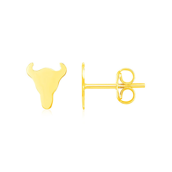 14K Yellow Gold Longhorn Earrings