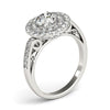 Load image into Gallery viewer, 14k White Gold Diamond with Two-Row Pave Border Engagement Ring (2 cttw)