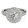 Load image into Gallery viewer, 14k White Gold Diamond with Two-Row Pave Border Engagement Ring (2 cttw)