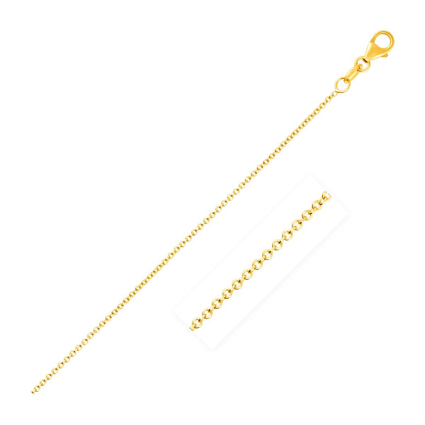 14k Yellow Gold Round Cable Link Chain 1.1mm