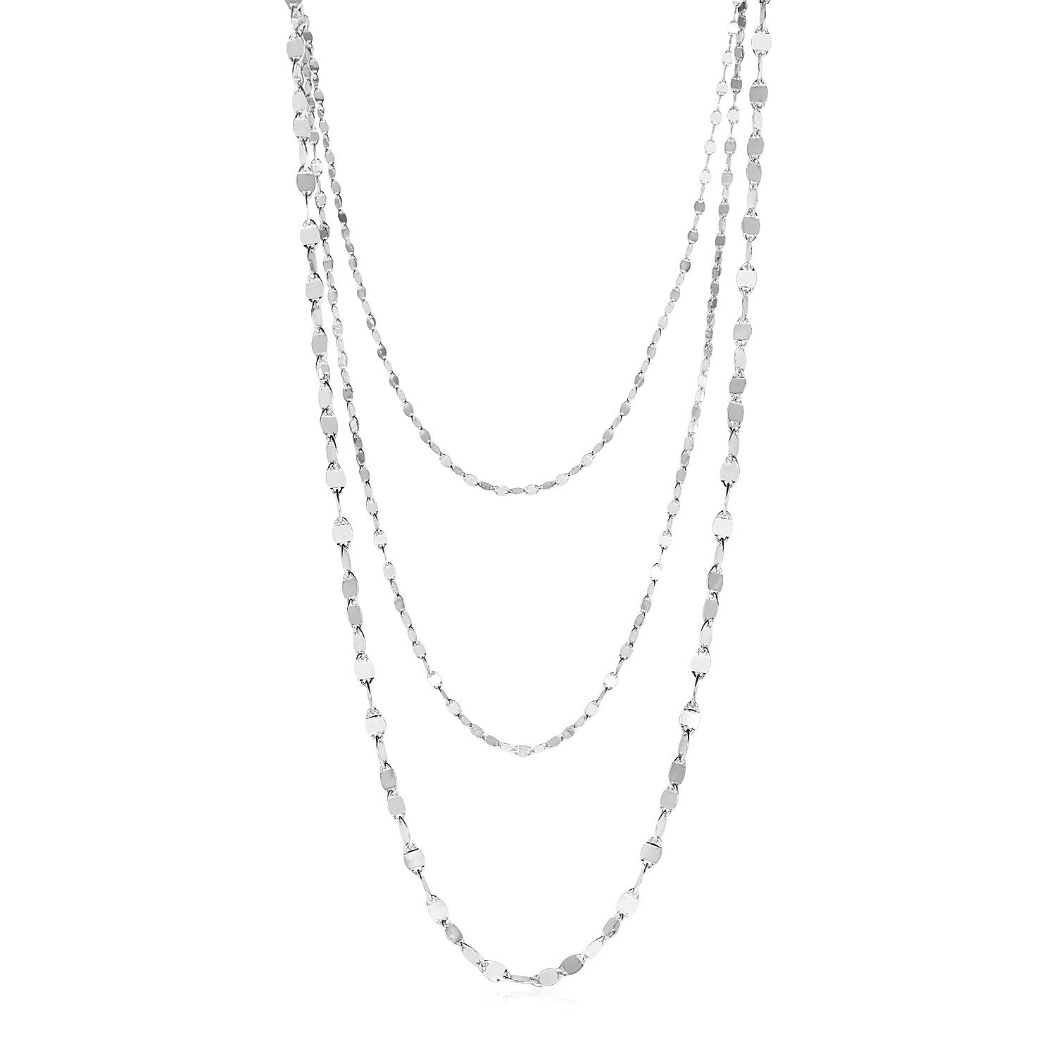 Sterling Silver Three Strand Marina Link Necklace