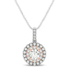 Load image into Gallery viewer, Round Shape Halo Diamond Pendant in 14k White and Rose Gold (1/2 cttw)