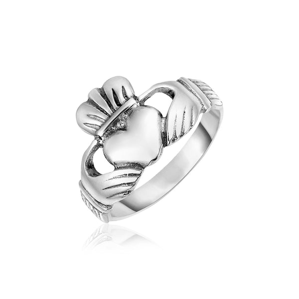 Sterling Silver Wide Polished Claddagh Ring