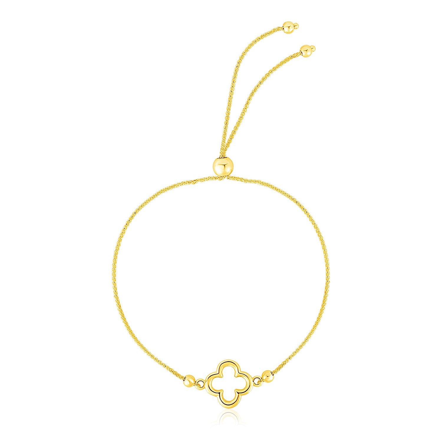 14k Yellow Gold Adjustable Open Quatrefoil Bracelet