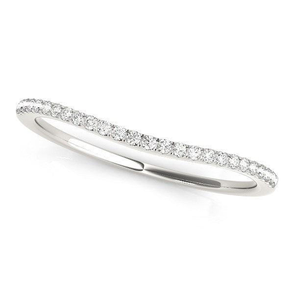 14k White Gold Pave Style Setting Curved Diamond Wedding Band (1/10 cttw)