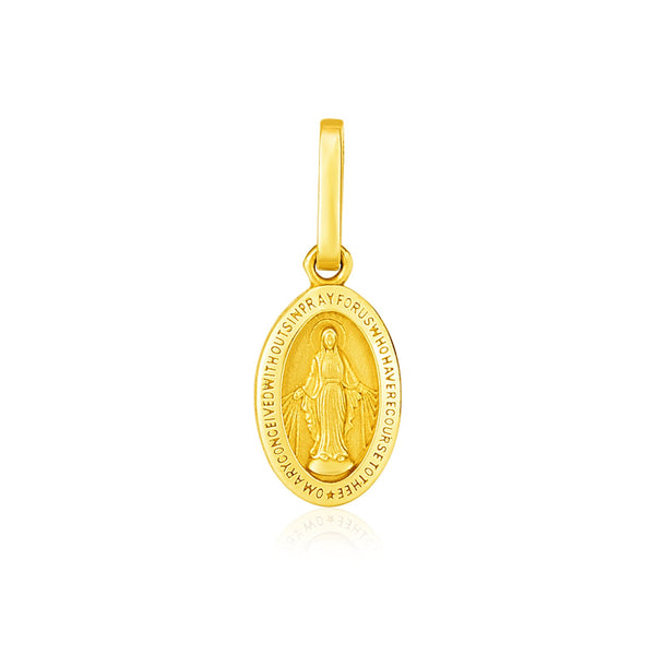 14k Yellow Gold Oval Religious Medal Pendant