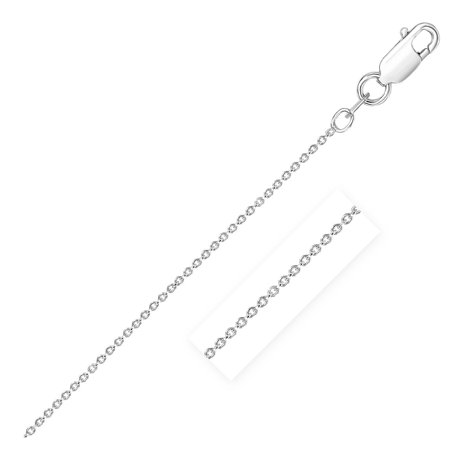 Sterling Silver Rhodium Plated Round Cable Chain 1.8mm