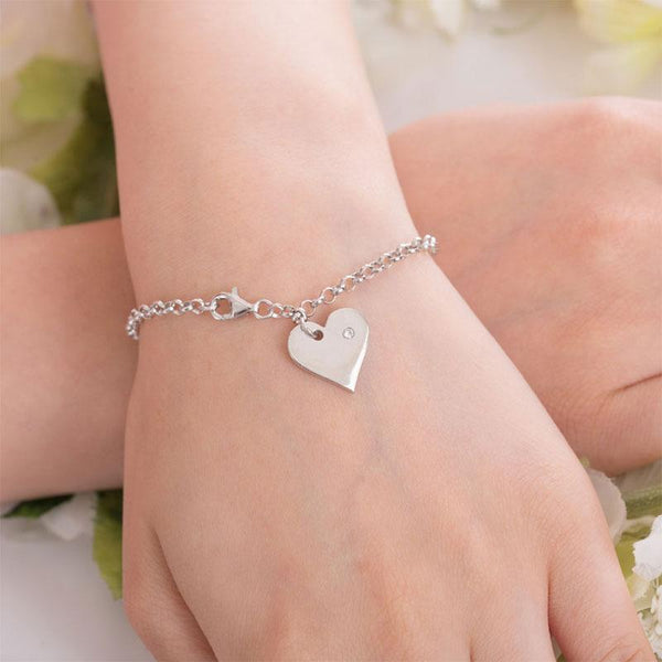 Solid 925 Sterling Silver Bracelet Dangle Heart Bridesmaid Wedding Gift Classic