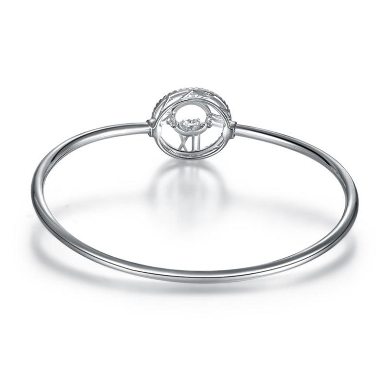 Dancing Stone Cross Bangle Solid 925 Sterling Silver Bridal Wedding XFB8015