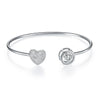 Load image into Gallery viewer, Dancing Stone Heart Bangle Solid 925 Sterling Silver Bridal Wedding XFB8016