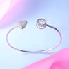 Load image into Gallery viewer, Dancing Stone Heart Bangle Solid 925 Sterling Silver Bridal Wedding XFB8016