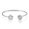 Load image into Gallery viewer, Dancing Stone Crown Bangle Solid 925 Sterling Silver Bridal Wedding XFB8017