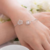 Load image into Gallery viewer, Dancing Stone Crown Bangle Solid 925 Sterling Silver Bridal Wedding XFB8017