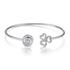 Load image into Gallery viewer, Dancing Stone 3 Hearts Flower Bangle Solid 925 Sterling Silver Bridal Wedding XF