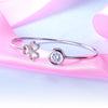 Load image into Gallery viewer, Dancing Stone 3 Hearts Flower Bangle Solid 925 Sterling Silver Bridal Wedding XF
