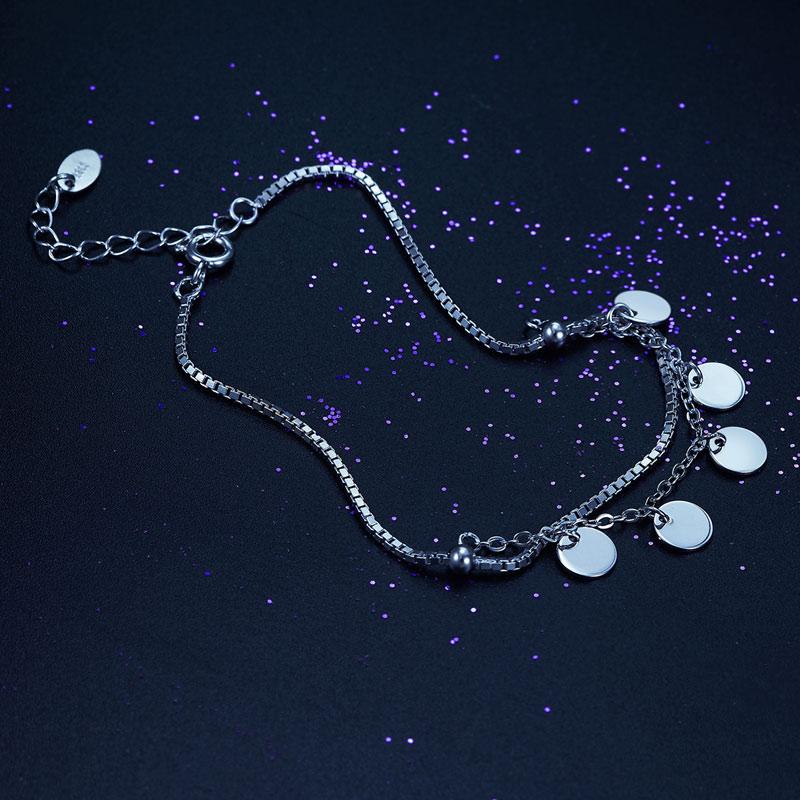 Solid 925 Sterling Silver Bracelet Dangle Circle Fashion Bridesmaid Wedding Gift