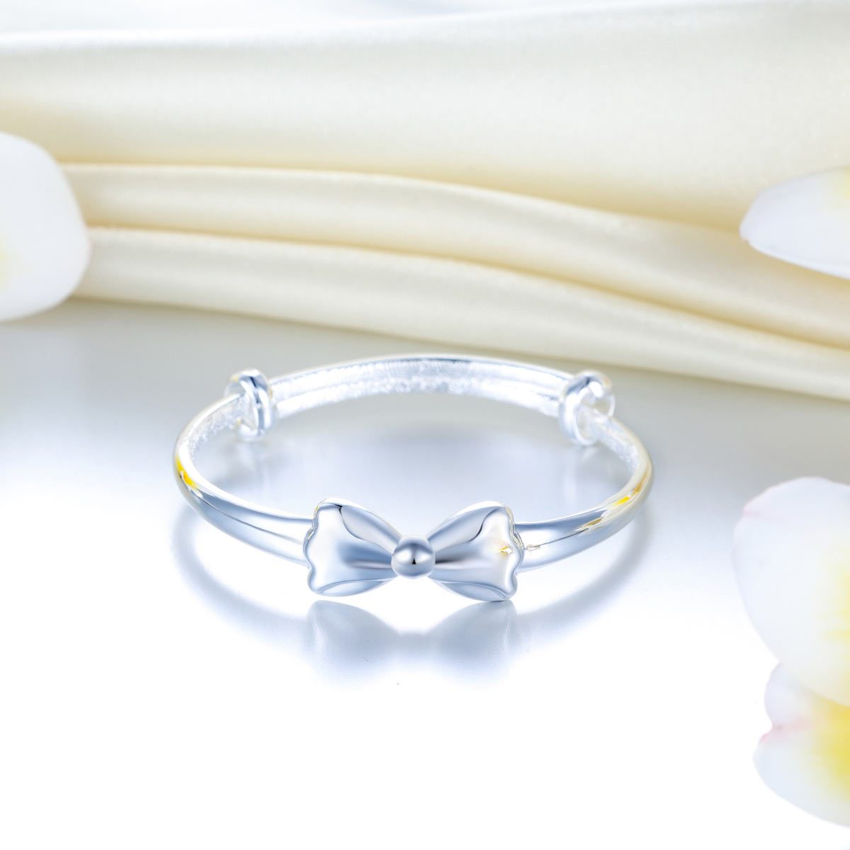 Newborn Baby 999 Silver Baby Bangle Ribbon XFB8092