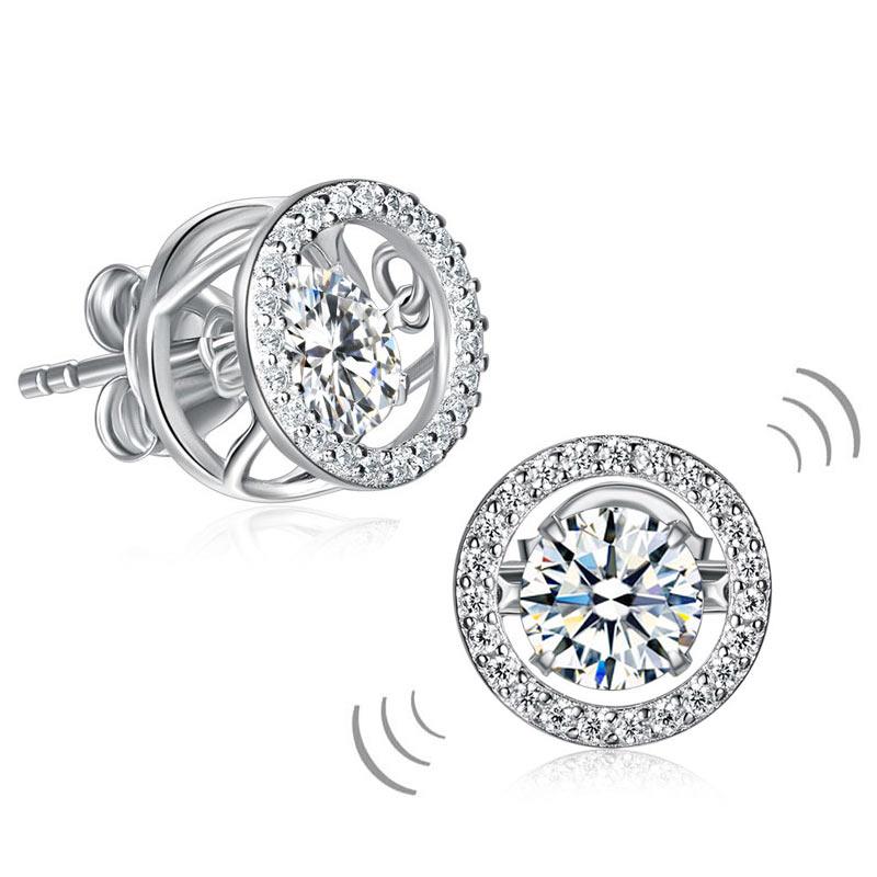 Dancing Stone Stud Earrings 925 Sterling Silver XFE8129