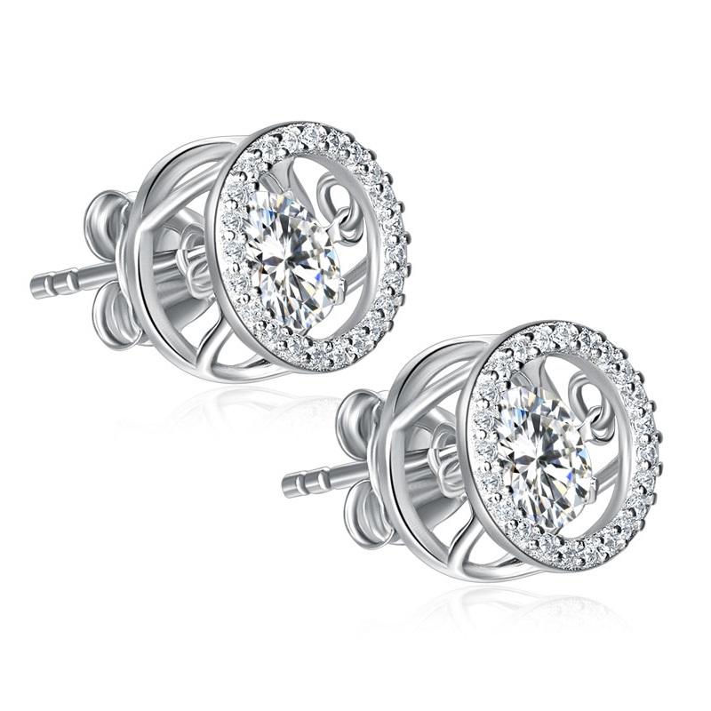 Dancing Stone Stud Earrings 925 Sterling Silver XFE8129