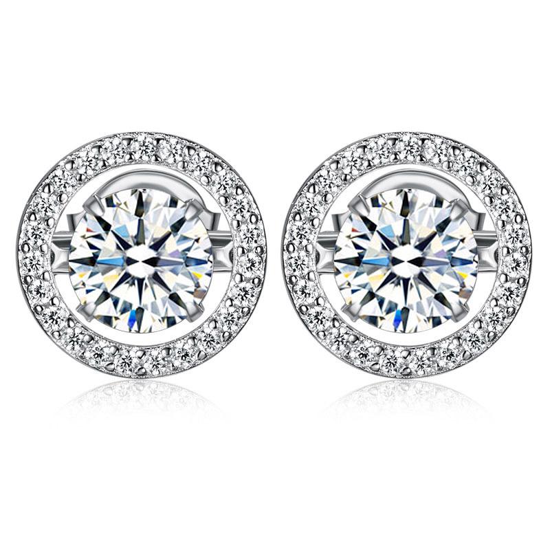 Dancing Stone Stud Earrings 925 Sterling Silver XFE8129