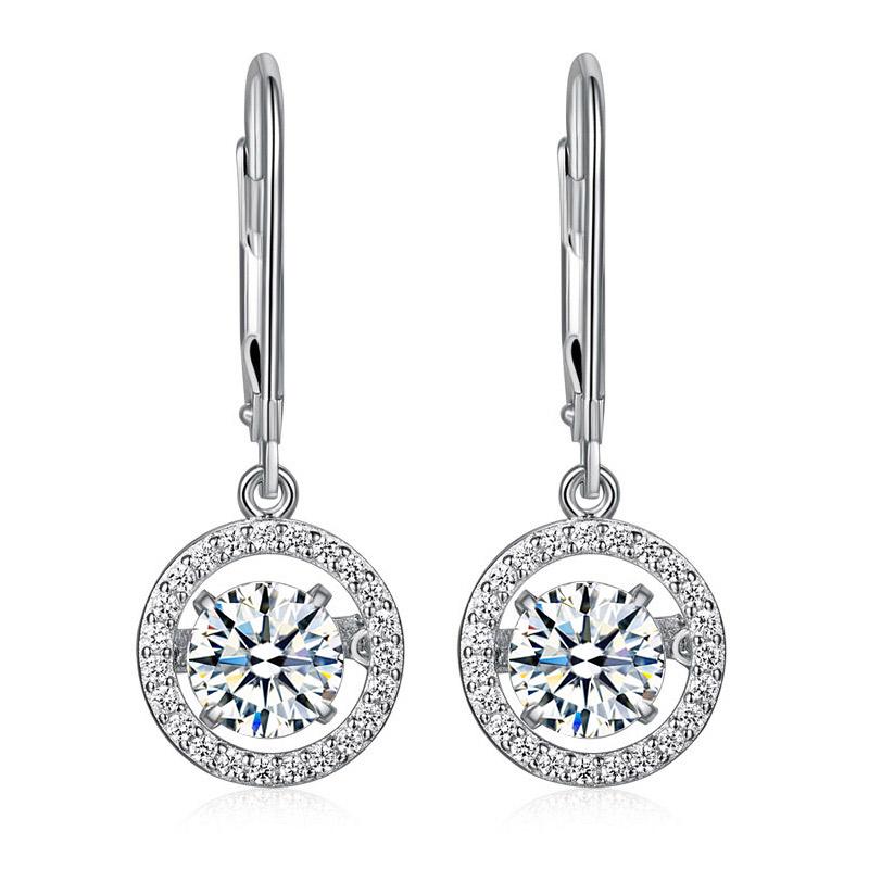 Dancing Stone Dangle Drop Earrings 925 Sterling Silver Wedding Gift XFE8130