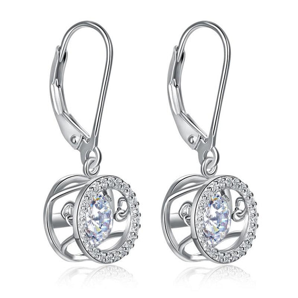 Dancing Stone Dangle Drop Earrings 925 Sterling Silver Wedding Gift XFE8130