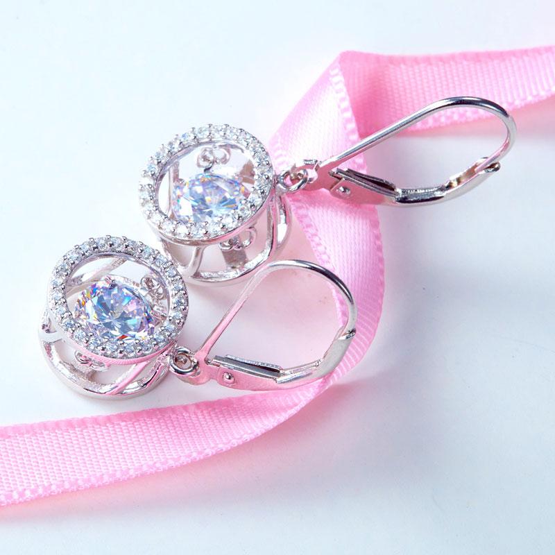 Dancing Stone Dangle Drop Earrings 925 Sterling Silver Wedding Gift XFE8130