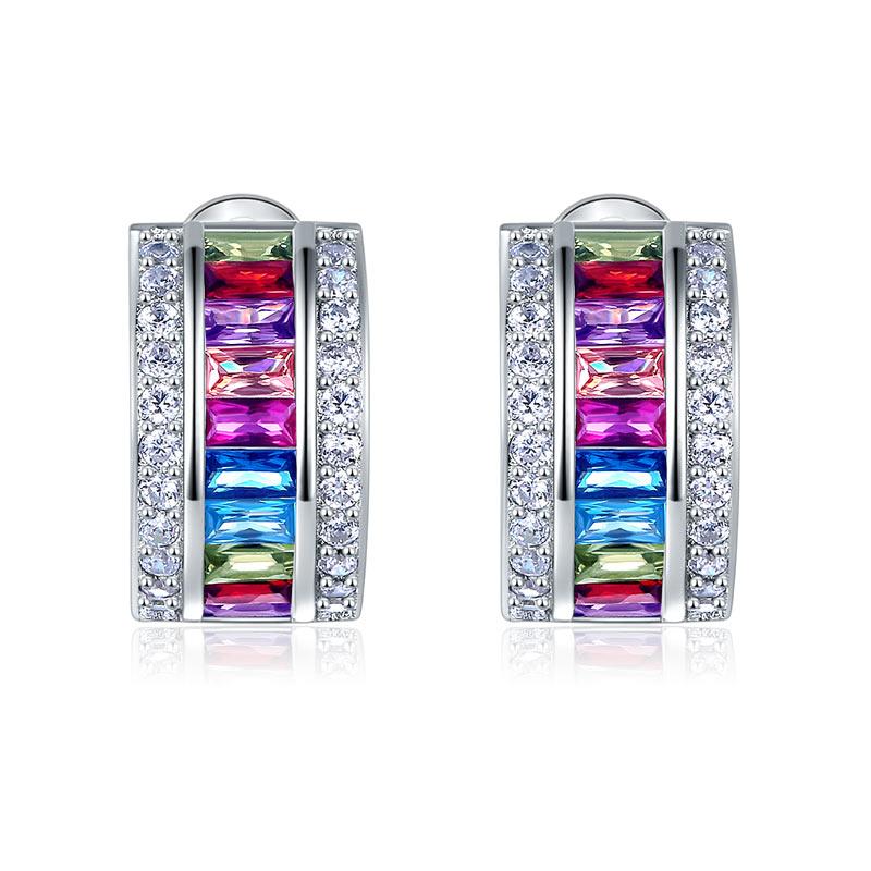 Multi-Color Stones 925 Sterling Silver Earrings Jewelry XFE8131