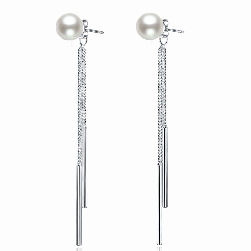 Drop Bridal Wedding 925 Sterling Silver Created Pearl Earrings Bridesmaid Jewelr
